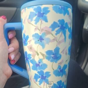 Blue Floral Travel Mug with Handle - BRIM
